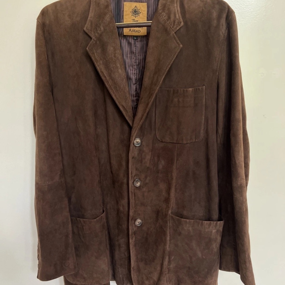Vtg Territory Ahead Leather Jacket Men Lg Brown Suede Lined Blazer Sports Coat